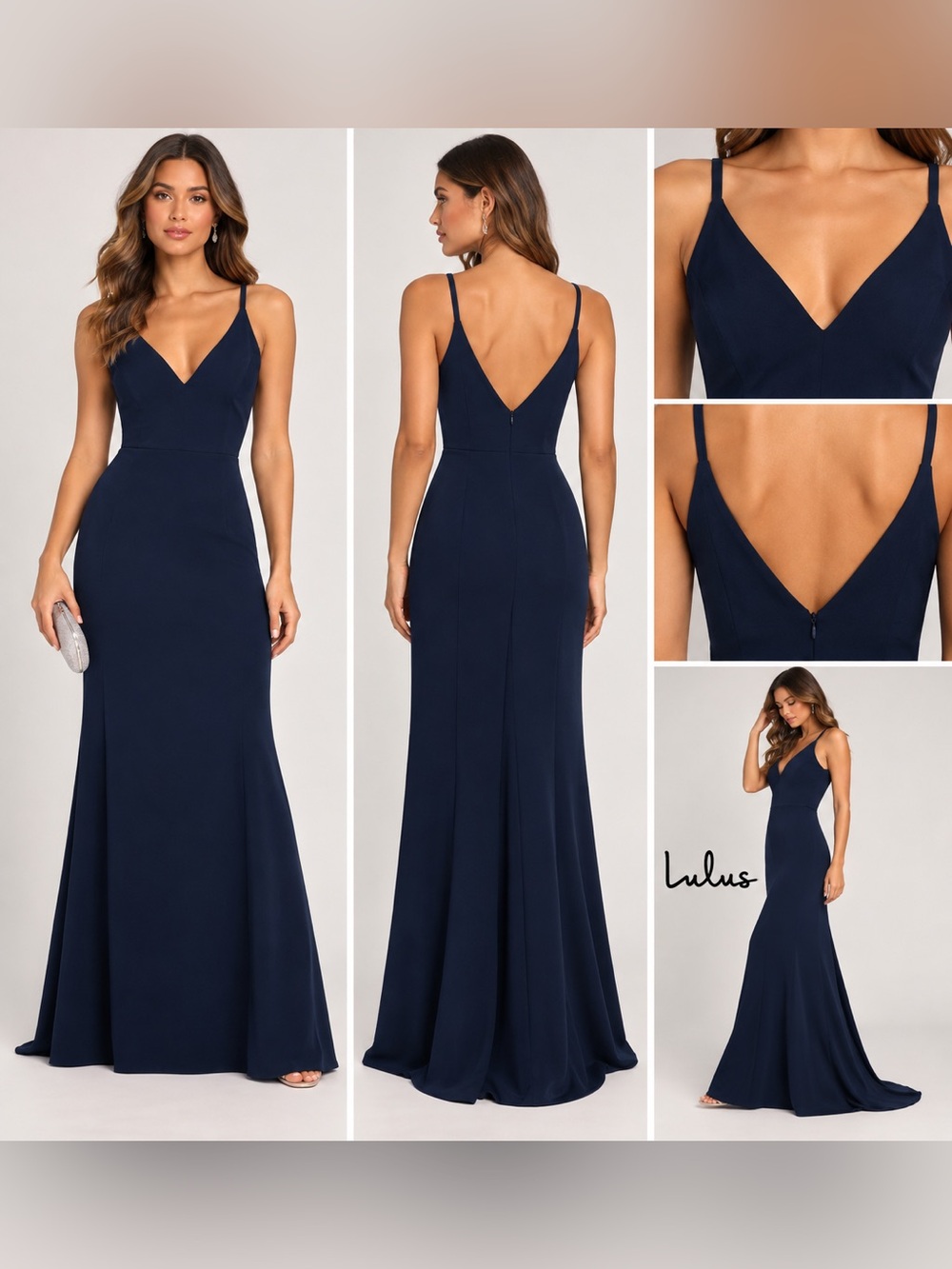 Lulus Melora Navy Blue Sleeveless V Neck Formal Maxi Dress XS NWT